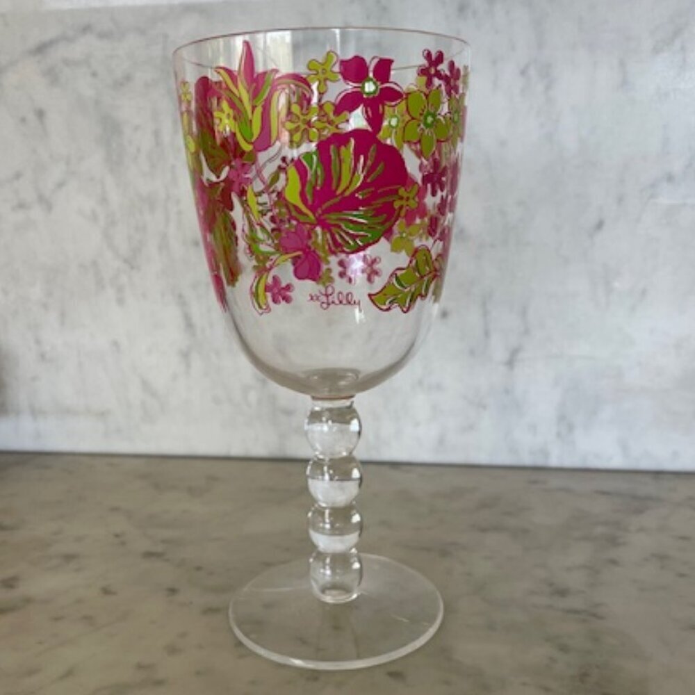 LILLY PULITZER Rose Garden Acrylic Stem Wine Glass